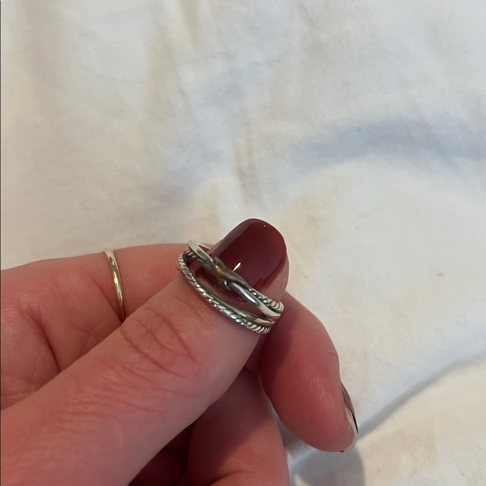 Authentic Yurman 925 Silver 18k gold Single X Crossover Ring